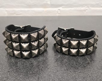 Vintage Studded Leather Bracelet: Punk Goth Rock Cuff