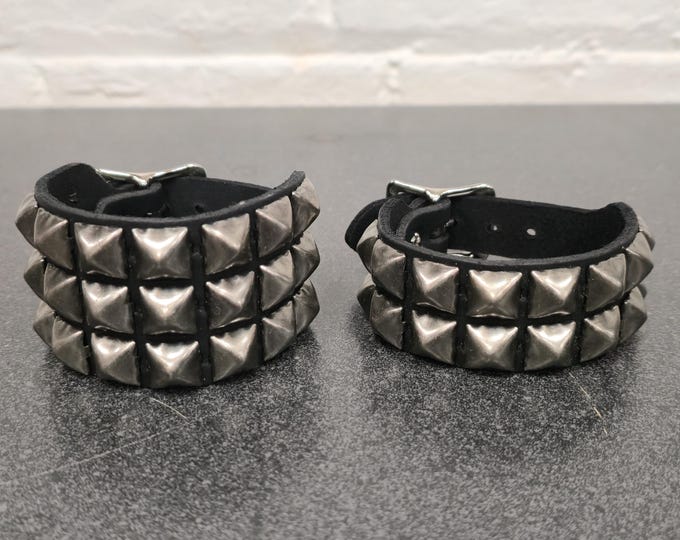 Vintage Studded Leather Bracelet: Punk Goth Rock Cuff