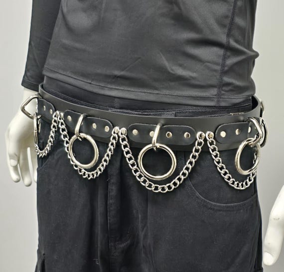 Chain O-ring Leather Belt: Handmade Punk Goth Style - Etsy