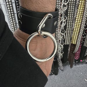 Large O Ring Bondage Genuine Leather Buckle Cuff Buckle Punk Rock Goth Buckle Bracelet Wrist Band