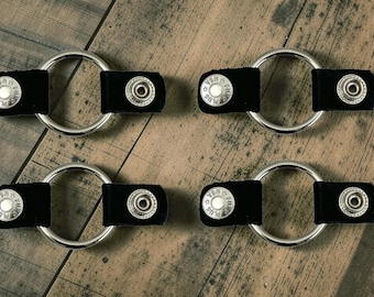 Juego de 4 extensores de chaleco de cuero con anillo de 2,5 cm (1"): accesorio para chaleco de chaqueta de motociclista