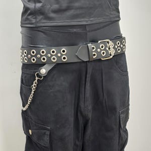 Grommet Leather Belt: Punk Rock Rivet Belt with Two Buckles