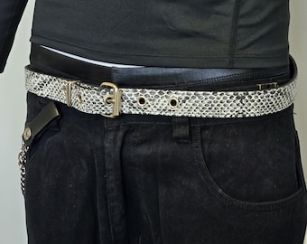 Rare 70s 80s Leather Articulated Metal Snake Belt - Etsy display picture 1