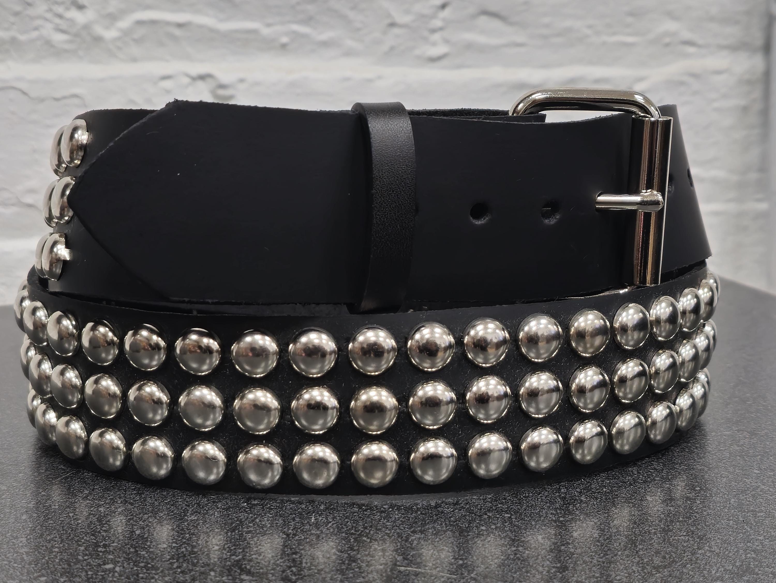 Genuine Bonded Leather Studded Punk Rock Belt 1.5\