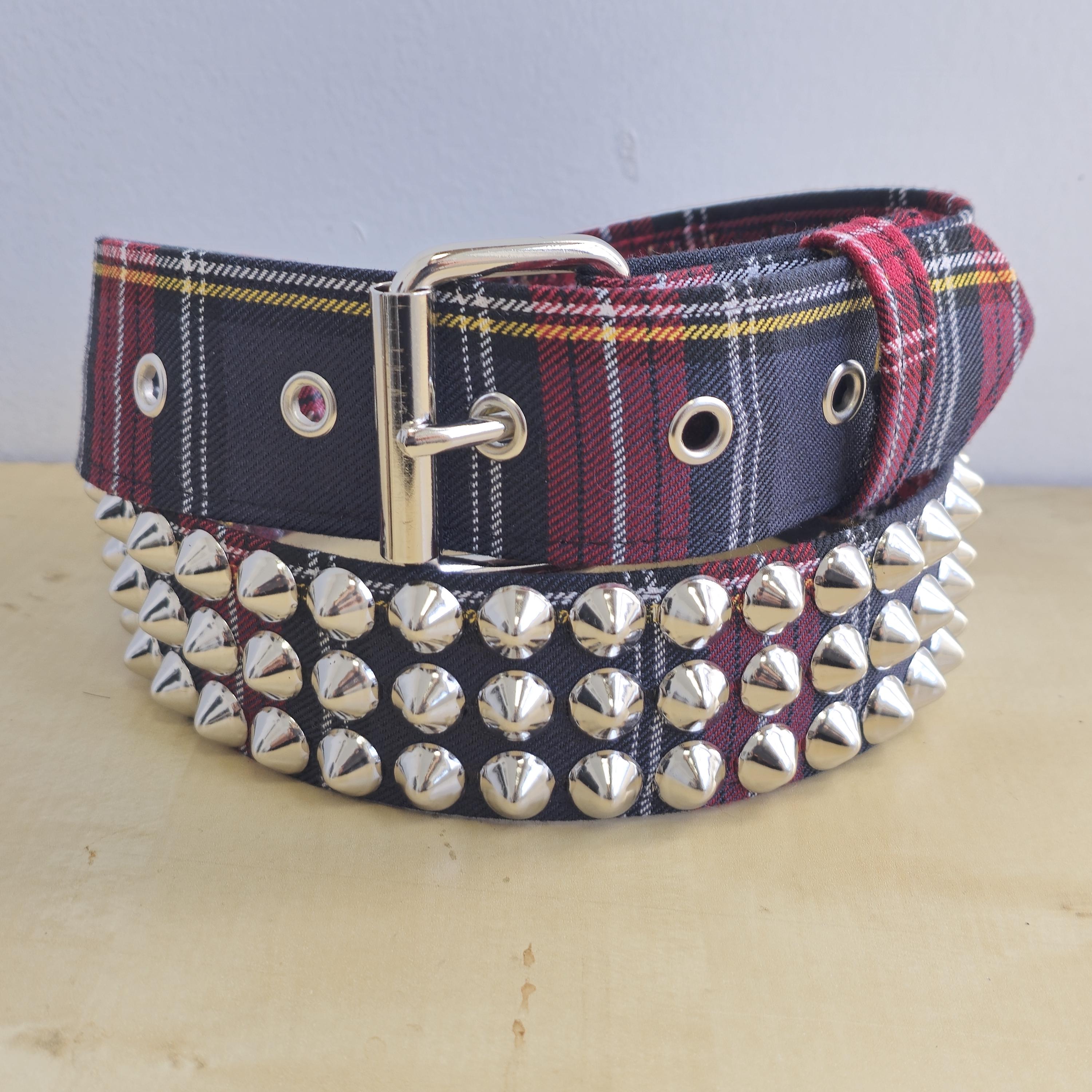 Genuine Bonded Leather Studded Punk Rock Belt 1.5\
