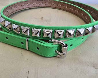 Neon Green Pyramid Studded Belt: Vegan Leather Punk Goth Style - Etsy
