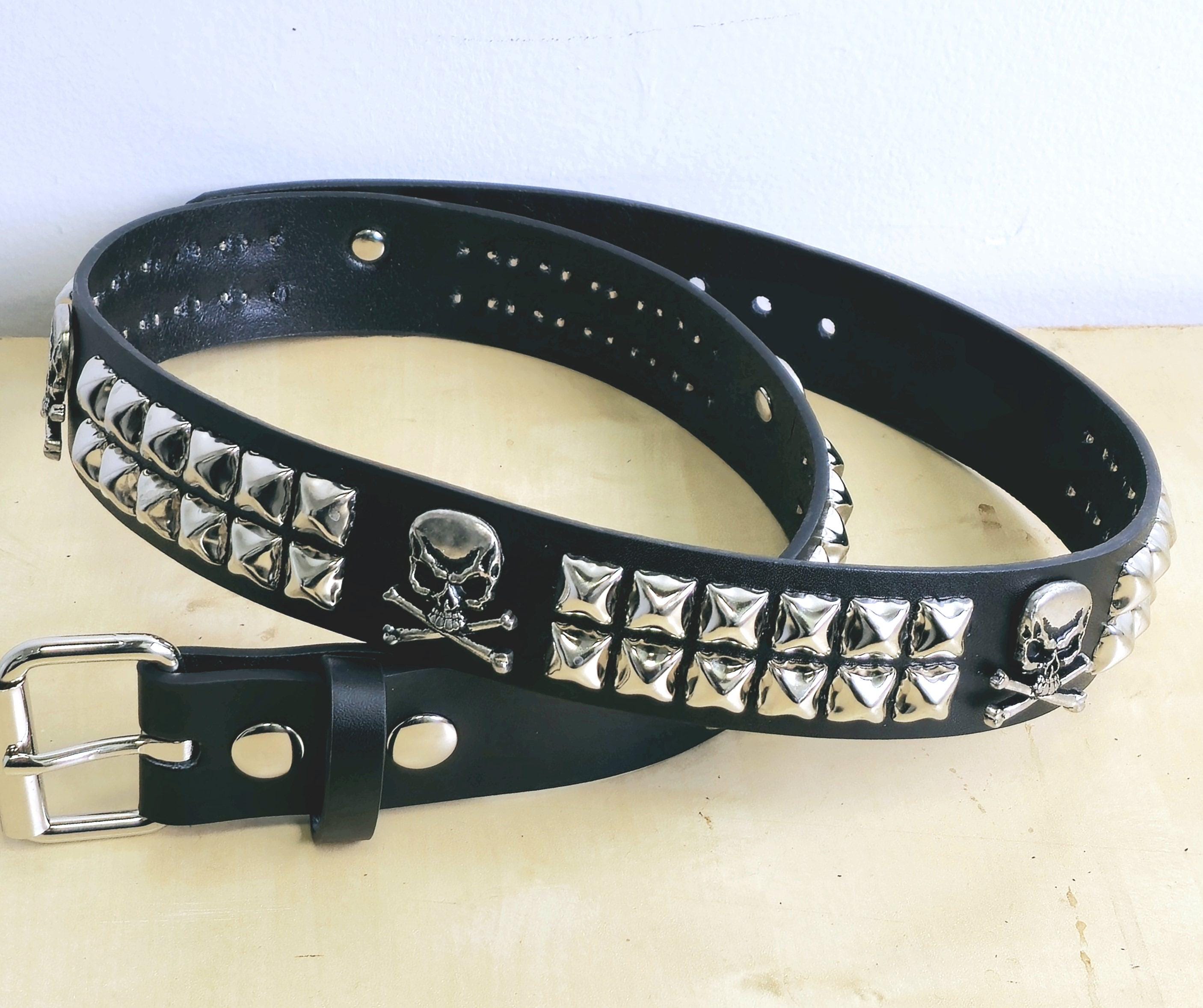 Studded Skull Belt: Punk Rock Riveted Bonded Leather Belt - Etsy