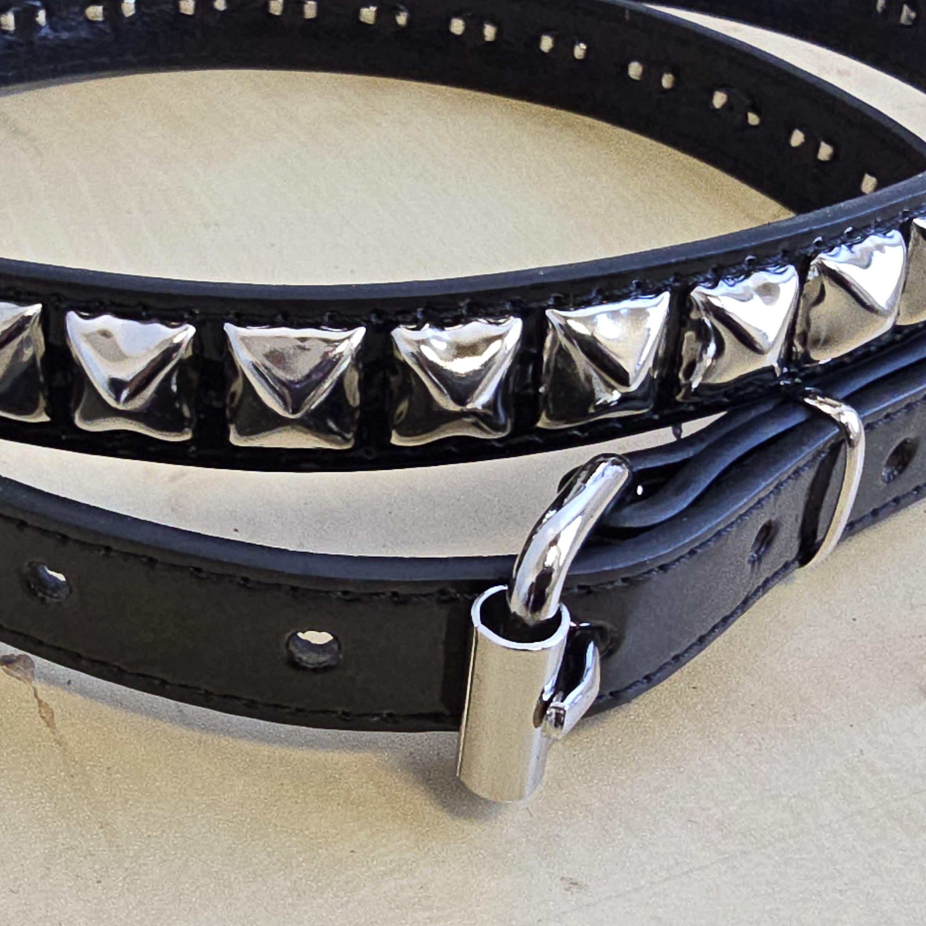 Black Pyramid Studded Belt: Vegan Leather Punk Goth Style - Etsy display picture 2