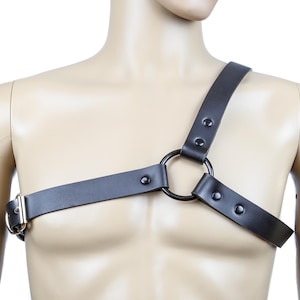 Genuine Military Grade Cowhide Leather &#39;Y&#39; Crossed Bulldog Harness Black Ring Handmade USA