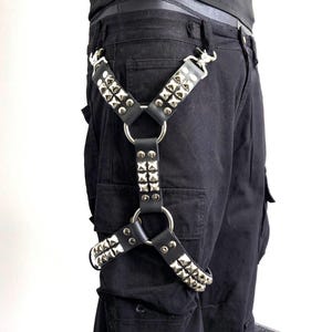 Studded Thigh Harness: Punk Goth Rock Genuine or Vegan Leather