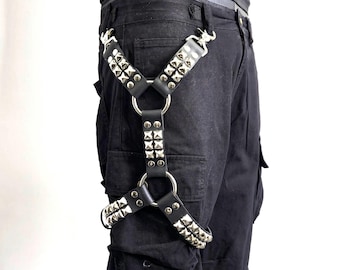 Studded Thigh Harness: Punk Goth Rock Genuine or Vegan Leather