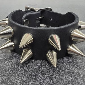 Cone Spike Leather Bracelet: Punk Rock Goth Cuff