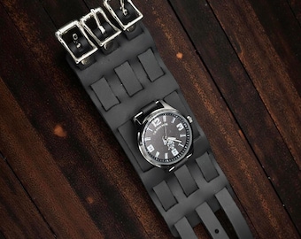 Vintage Plain  Leather Watch band Style Cuff Bracelet: Punk Goth Rock Cuff