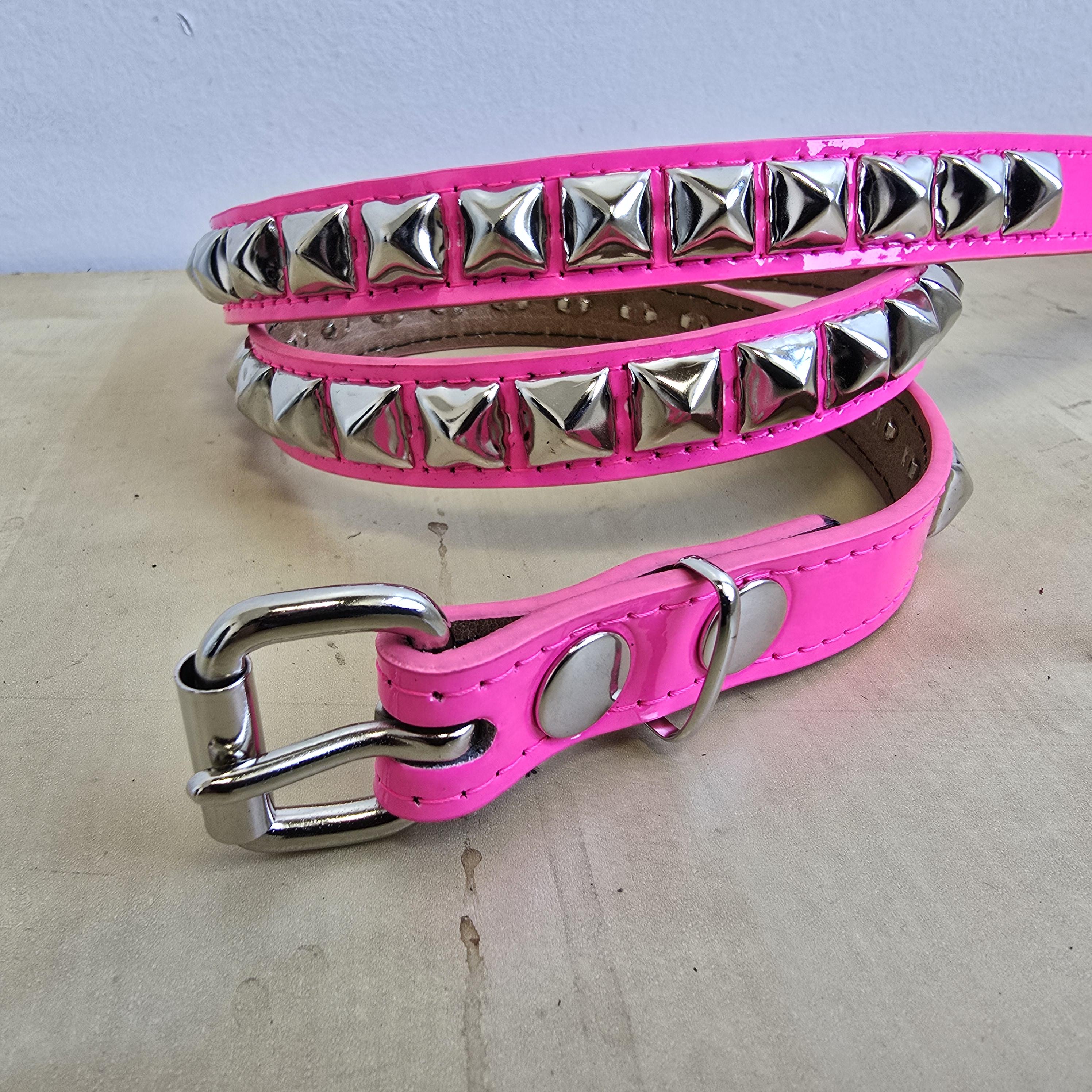 Hot Pink Pyramid Studded Belt: Vegan Leather Punk Goth Style - Etsy