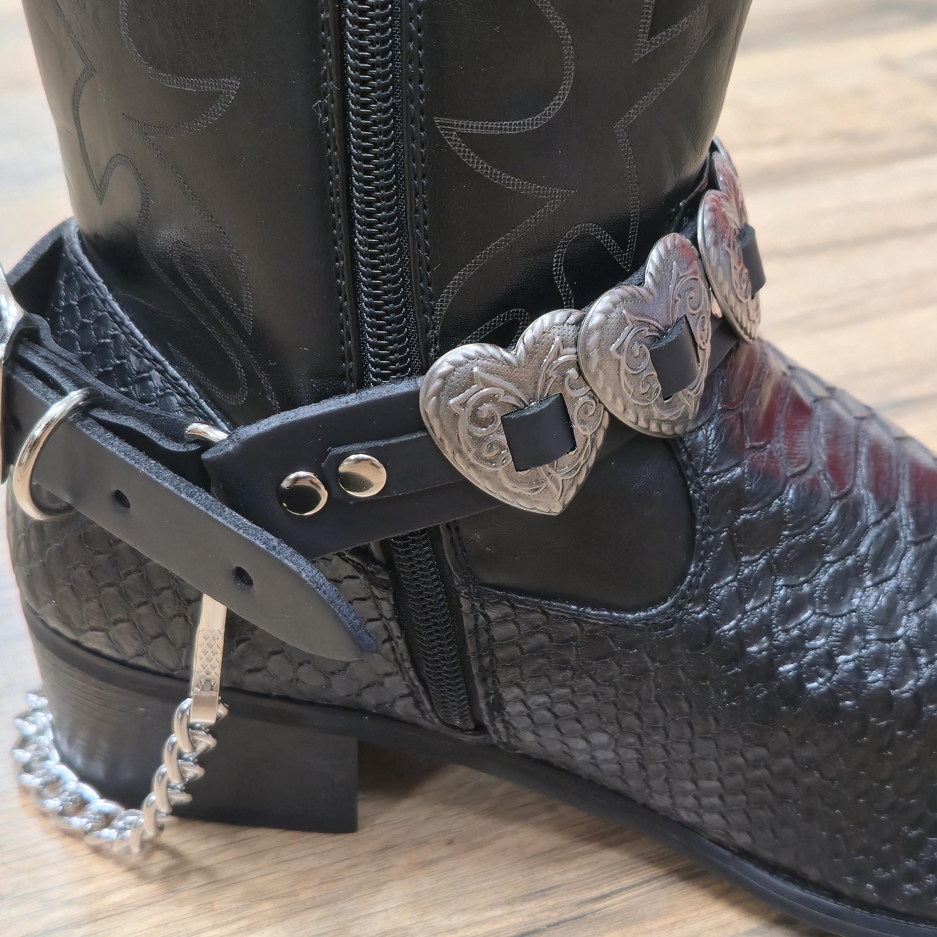 Heart Concho Leather Bootstrap Boot Harness Ring Chain Strap Shoe Strap ...