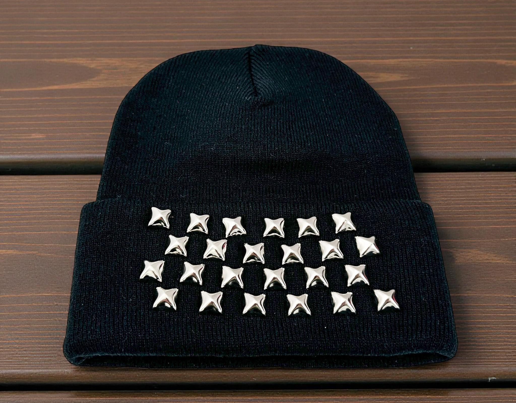 Studded Beanie: Goth Punk Metal Pyramid Rivets - Etsy