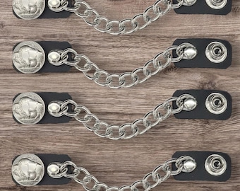 Buffalo Nickel Vest Extenders - Leather Biker Vest, Jacket Accessory - USA Handmade