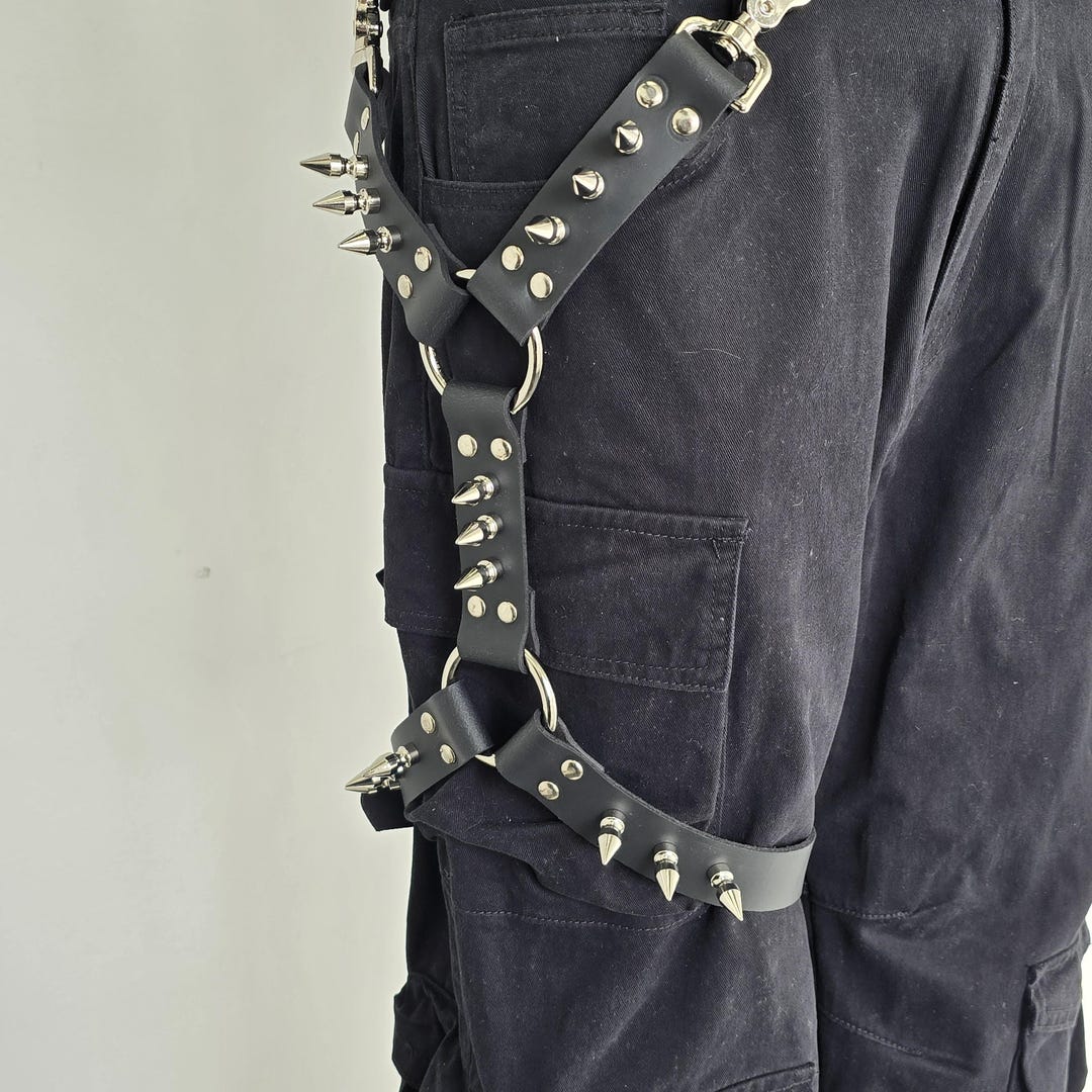 Large Spike Studded Thigh Harness: Punk Goth Rock Genuine or Vegan
