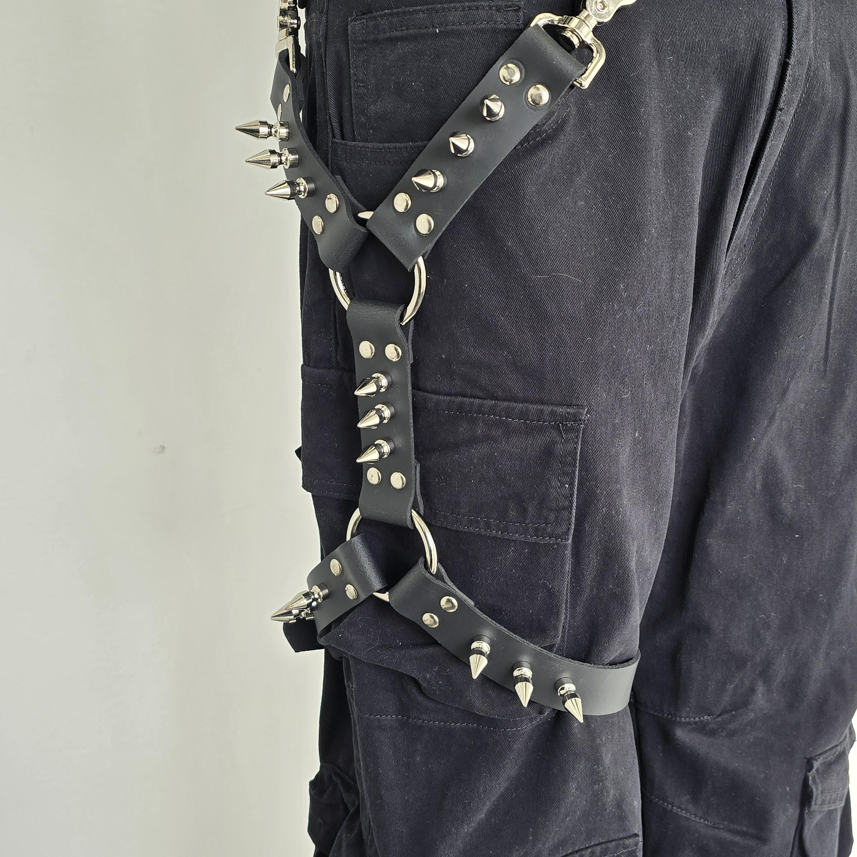 Large Spike Studded Thigh Harness: Punk Goth Rock Genuine or Vegan