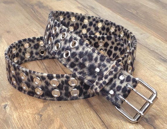 Brown Leopard Cheetah Grommet Eyelet Belt Punk Goth Rock 