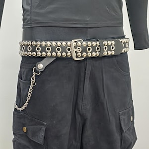 Studded Grommet Leather Belt: Punk Rock Style, USA Made