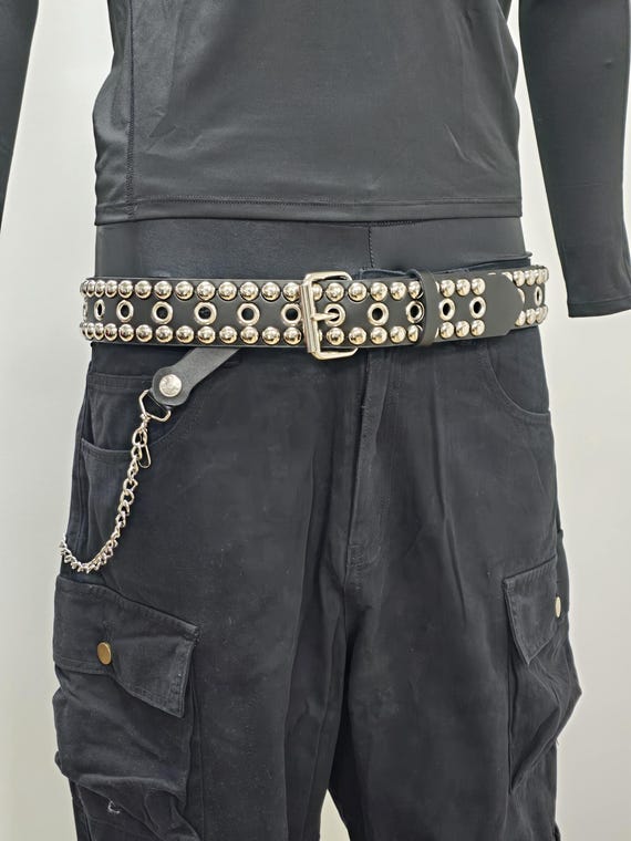 Studded Grommet Leather Belt: Punk Rock Style, USA Made  display picture 1