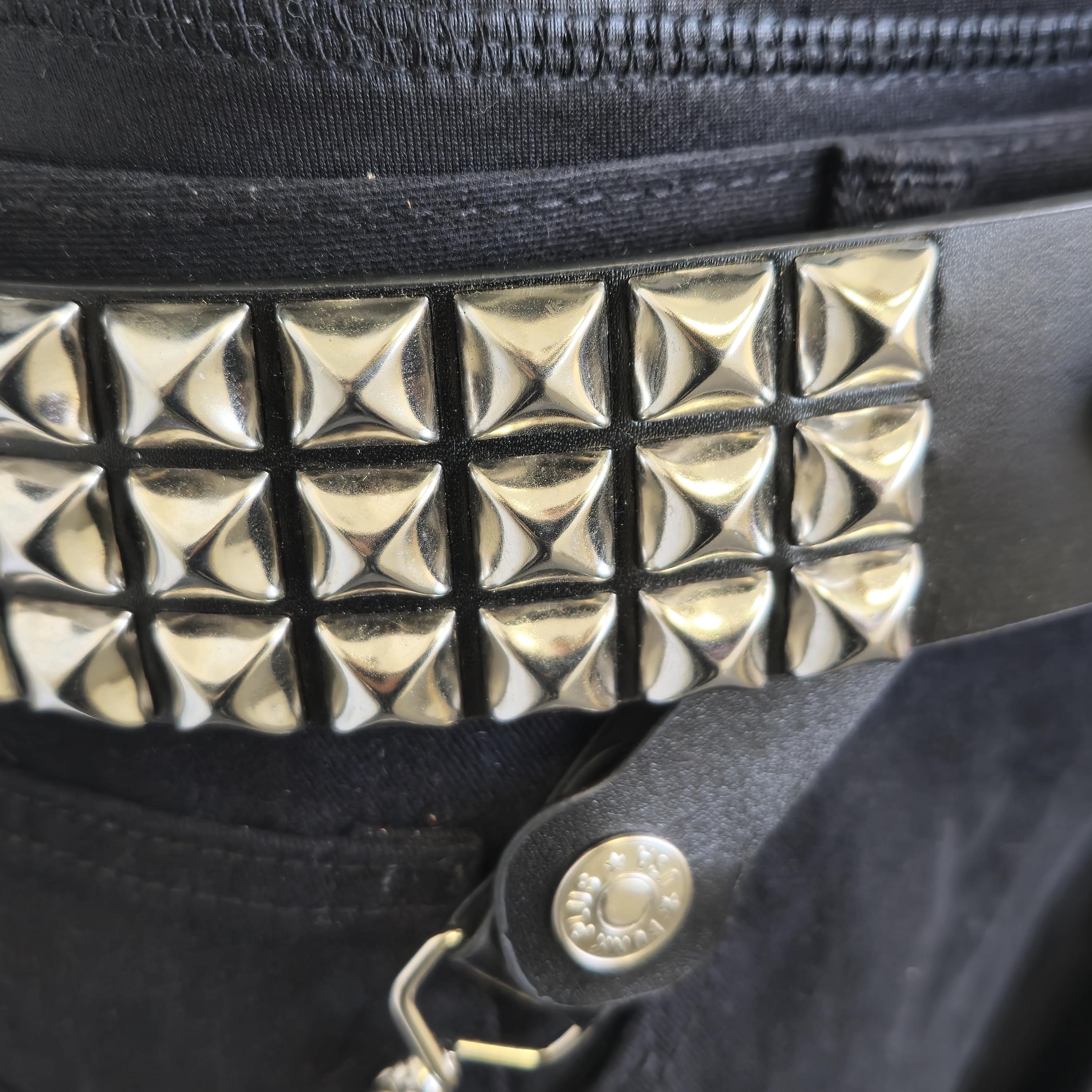 Faux Leather Studded Belt with Pyramid Studs Punk Rock Style Buy Women Goth Belt Pyramid Studded Vegan Leather  main image 3