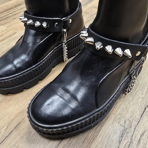 Cone Stud Ring Joint Leather Bootstrap Boot Harness Ring Chain Strap Shoe Strap Punk Goth Alternative