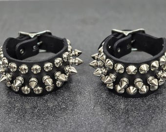 Spike Leather Cuff: Punk Goth Buckle Bracelet