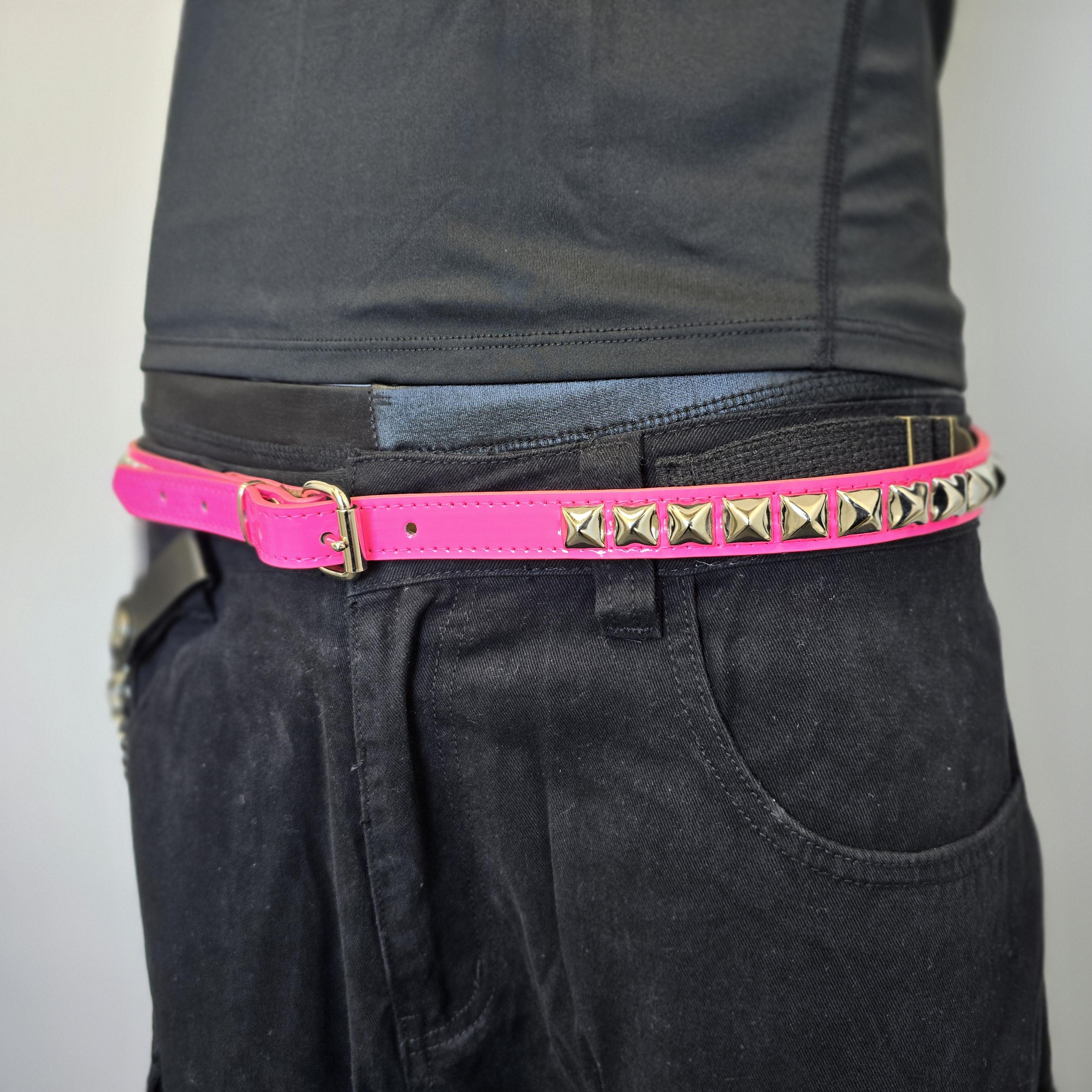 Hot Pink Pyramid Studded Belt: Vegan Leather Punk Goth Style - Etsy