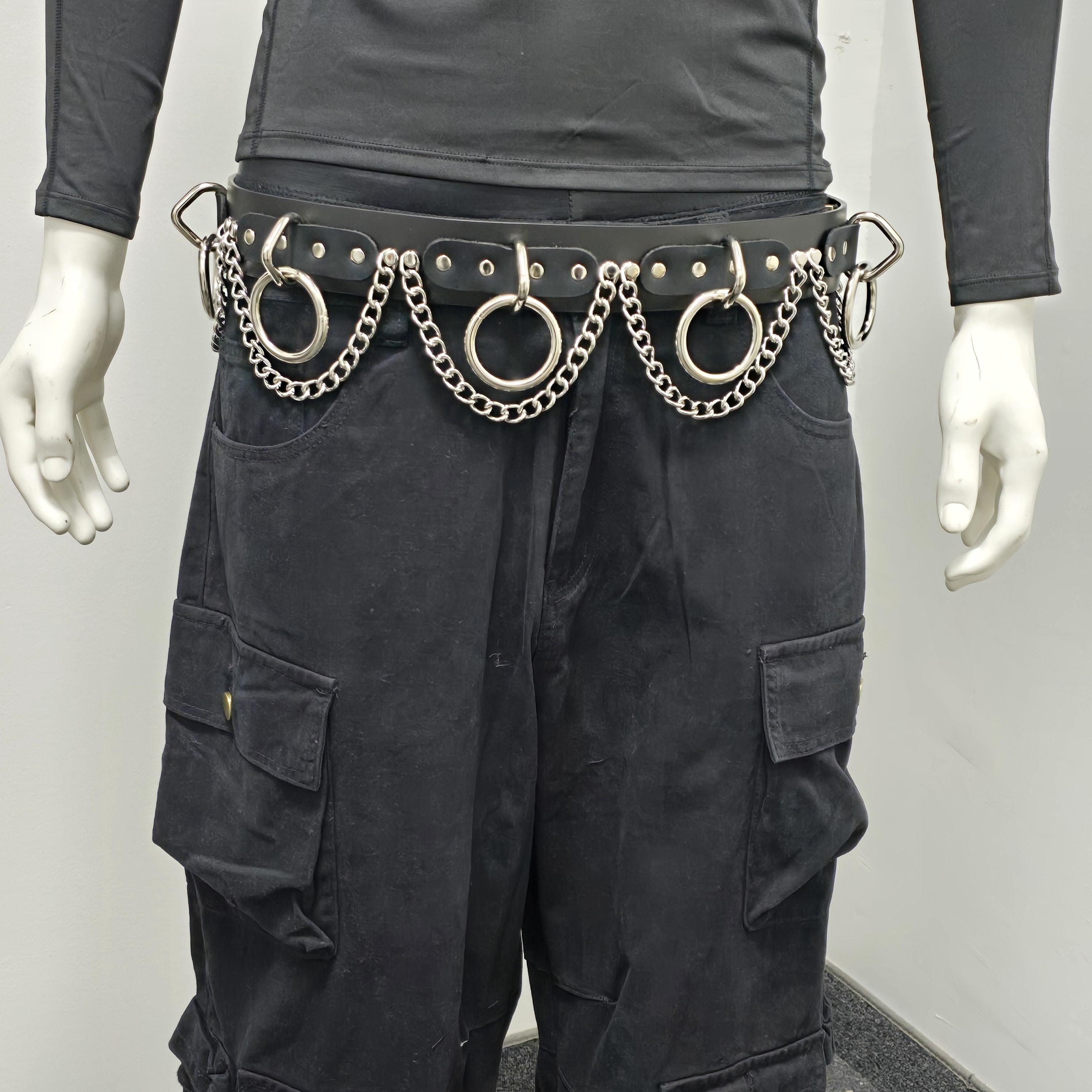 Chain O-ring Leather Belt: Handmade Punk Goth Style - Etsy display picture 3