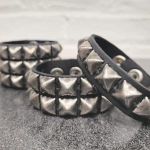 Vintage Antique Studded Punk Genuine Lather Bracelet Pyramid Steel Stud Goth Rock Stud Cuff