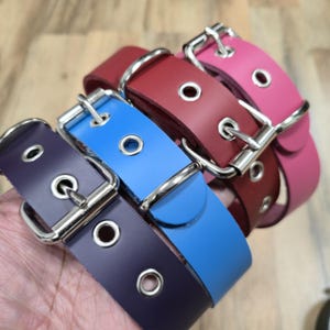 Italian Leather Choker Collar: 1 1/4&quot; Wide Buckle, D Ring - Handmade USA
