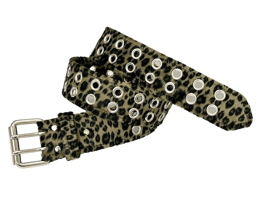 Brown Leopard Cheetah Grommet Eyelet Belt Punk Goth Rock Style