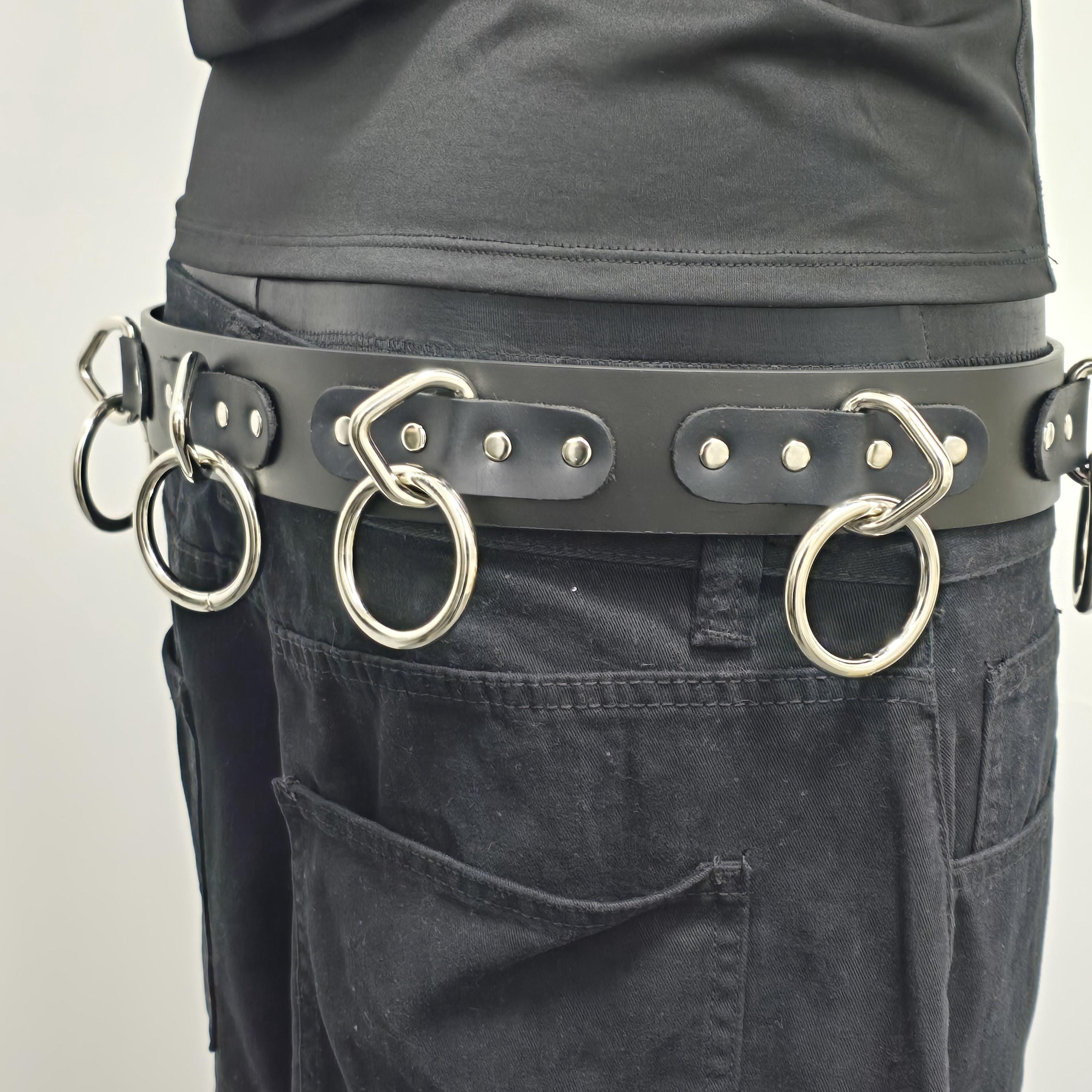 O Ring Leather Belt: Punk Goth Style, Interchangeable Buckle - Etsy