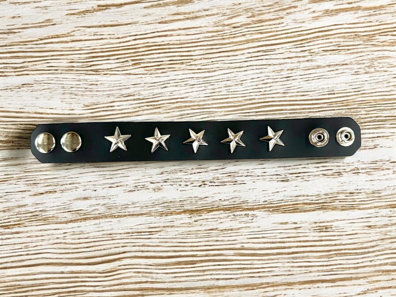 Metal Army Marine Star Leather Rivet Cuff Buckle Punk Rock Goth Bracelet