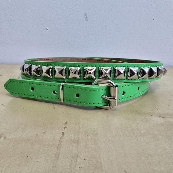 Neon Green Pyramid Studded Belt: Vegan Leather Punk Goth Style - Etsy