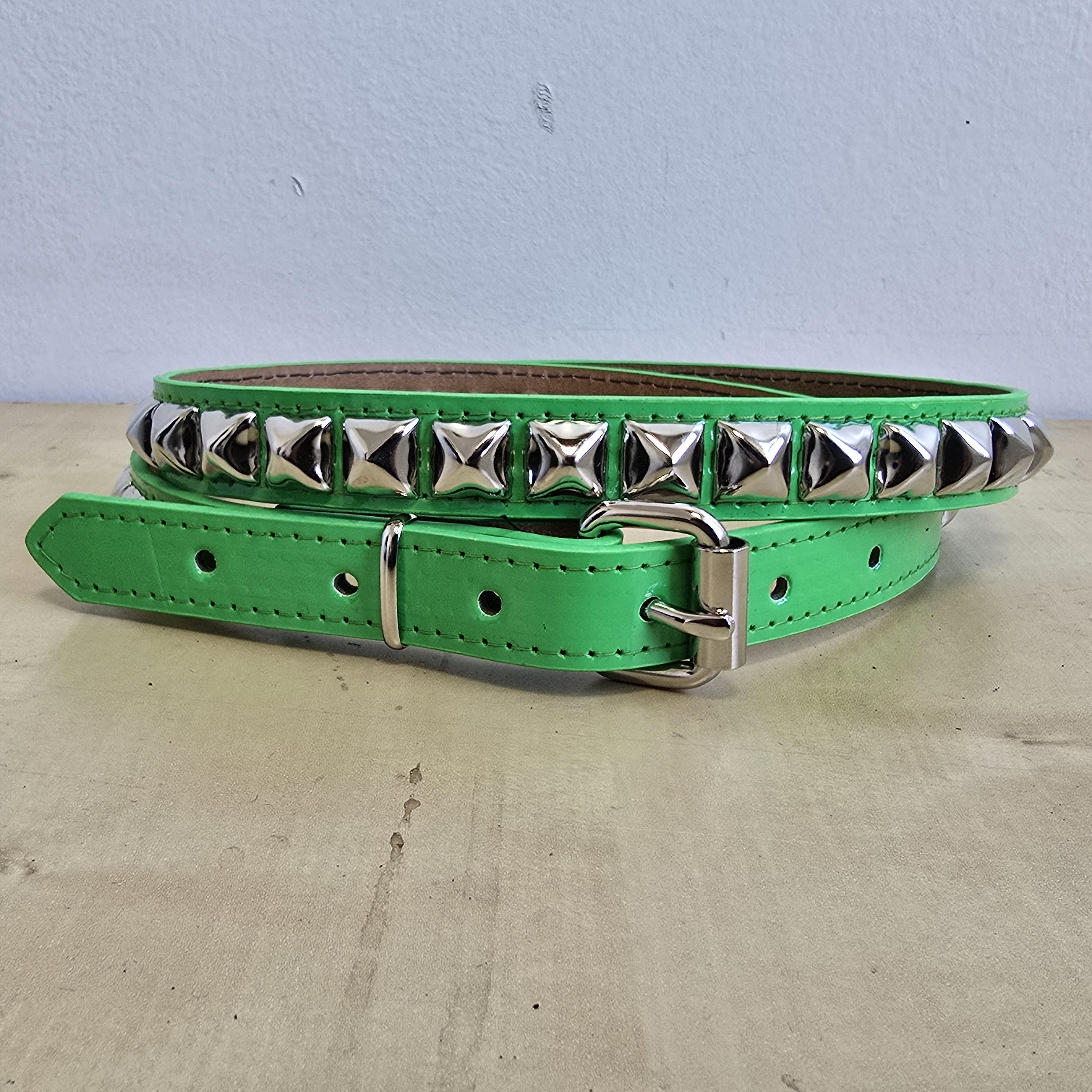 Neon Green Pyramid Studded Belt: Vegan Leather Punk Goth Style - Etsy