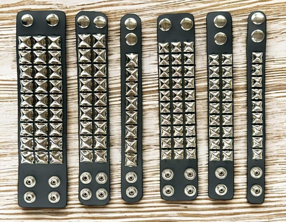 Punk Studded Genuine Lather Bracelet Pyramid Steel Stud Goth Rock Stud Cuff - Etsy Punk Studded Genuine Lather Bracelet Pyramid Steel Stud Goth Rock Stud Cuff - Etsy