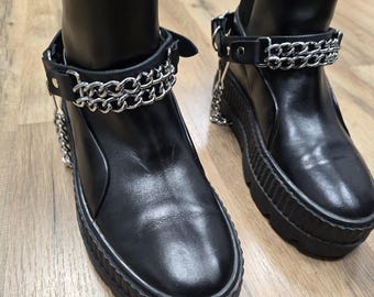 Chain Leather Boot Straps: Punk Goth Shoe Harness, USA Made