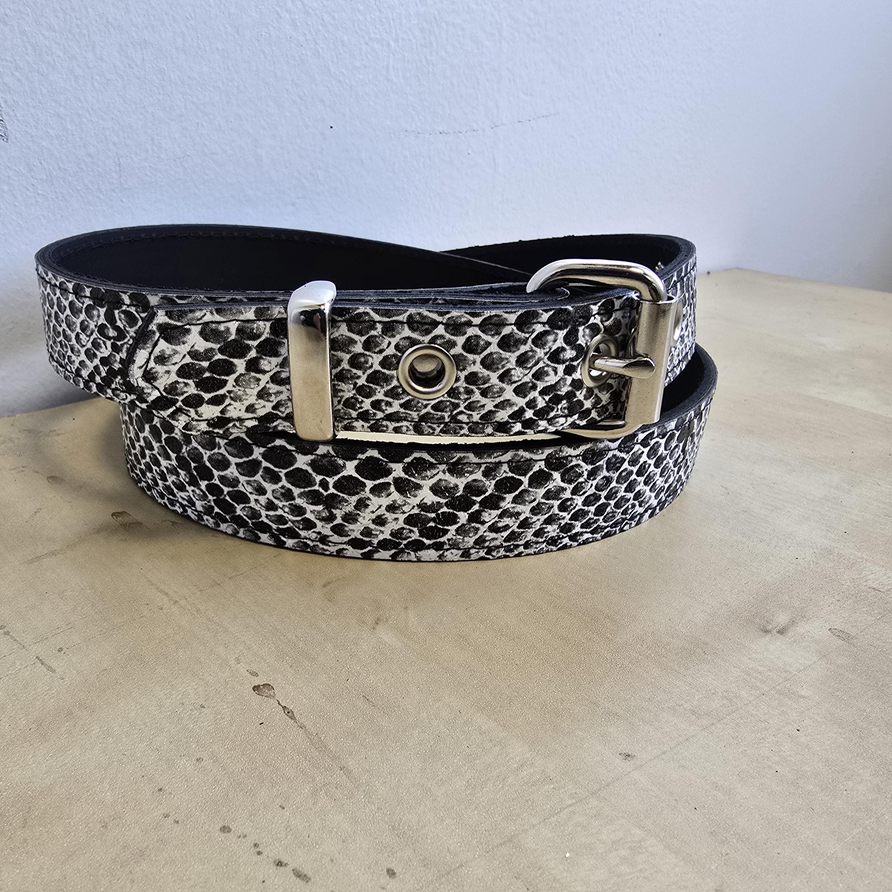 Python Snake Embossed Vegan Leather Belt Skinny 1
