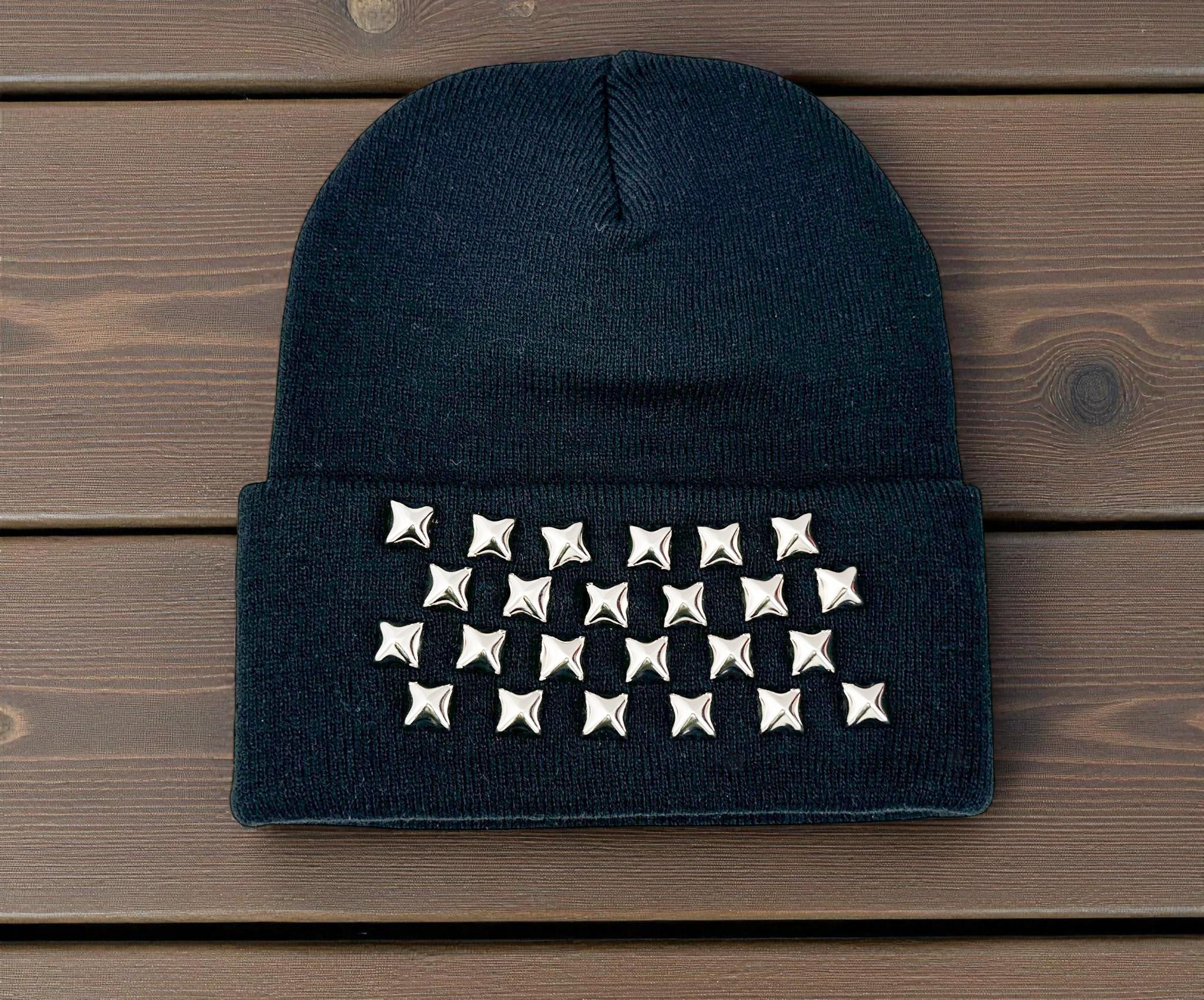 Studded Beanie: Goth Punk Metal Pyramid Rivets - Etsy