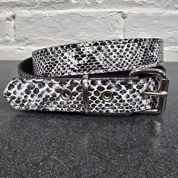 White Python Snake Embossed Vegan Leather Belt: 1… - image 8