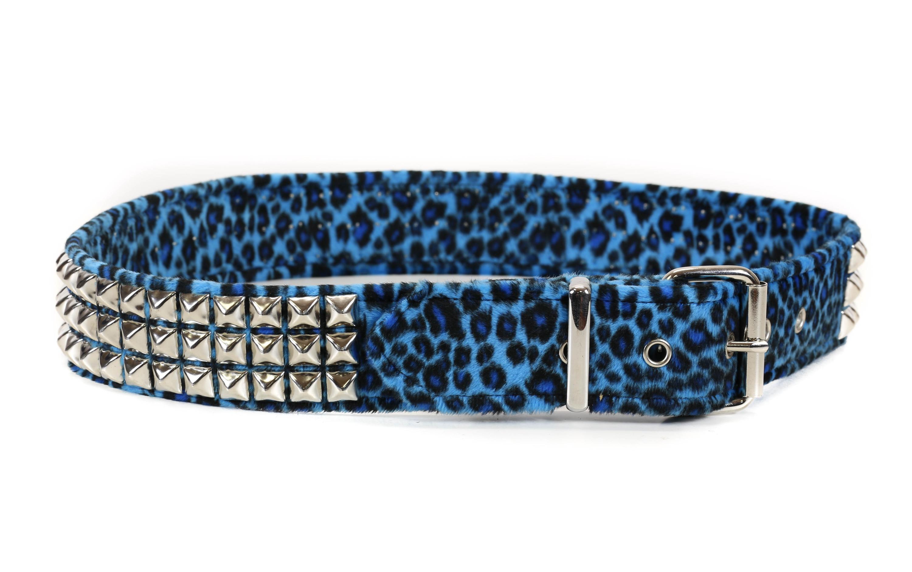 Handmade Leopard Print Pyramid Studded Belt: Punk Goth Style 