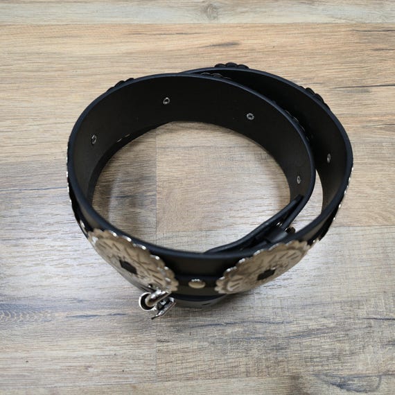 Stylish Black Leather Belt with Copper Conchos – Western / Boho Look Men main image 4