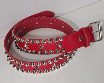 Cintura Borchiata In Oro - Cintura Borchiata In Oro Nero - Cintura In Pelle Borchiata - Cintura Borchiata Da Donna - Cintura Nera Con Fibbia Dorata - Cintura Punk - Cintura Gotica - Italia - Foto 3