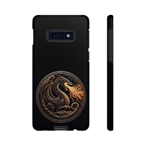 Fire Dragon Tough Phone Case Original Artwork Mythical Medieval Protective Cover Shockproof for iPhone Samsung Google Pixel
