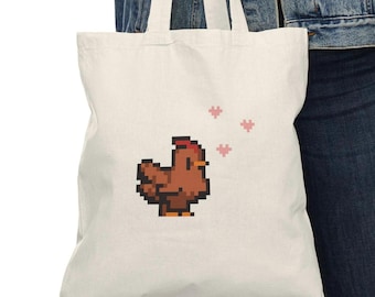 Cute stardew valley tote bag - Stardew Valley chicken - Stardew valley Merch - Gift for stardew valley lovers
