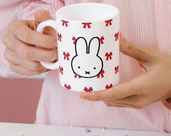 Bow Miffy Mug - Two Sides Design - Miffy Mug - Red Bow - Coquette Coffee Mug - Miffy - Miffy Gift - Gift For Miffy Lover - 11OZ