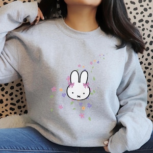 Spring Miffy Sweatshirt: Floral Pastel Bunny Apparel